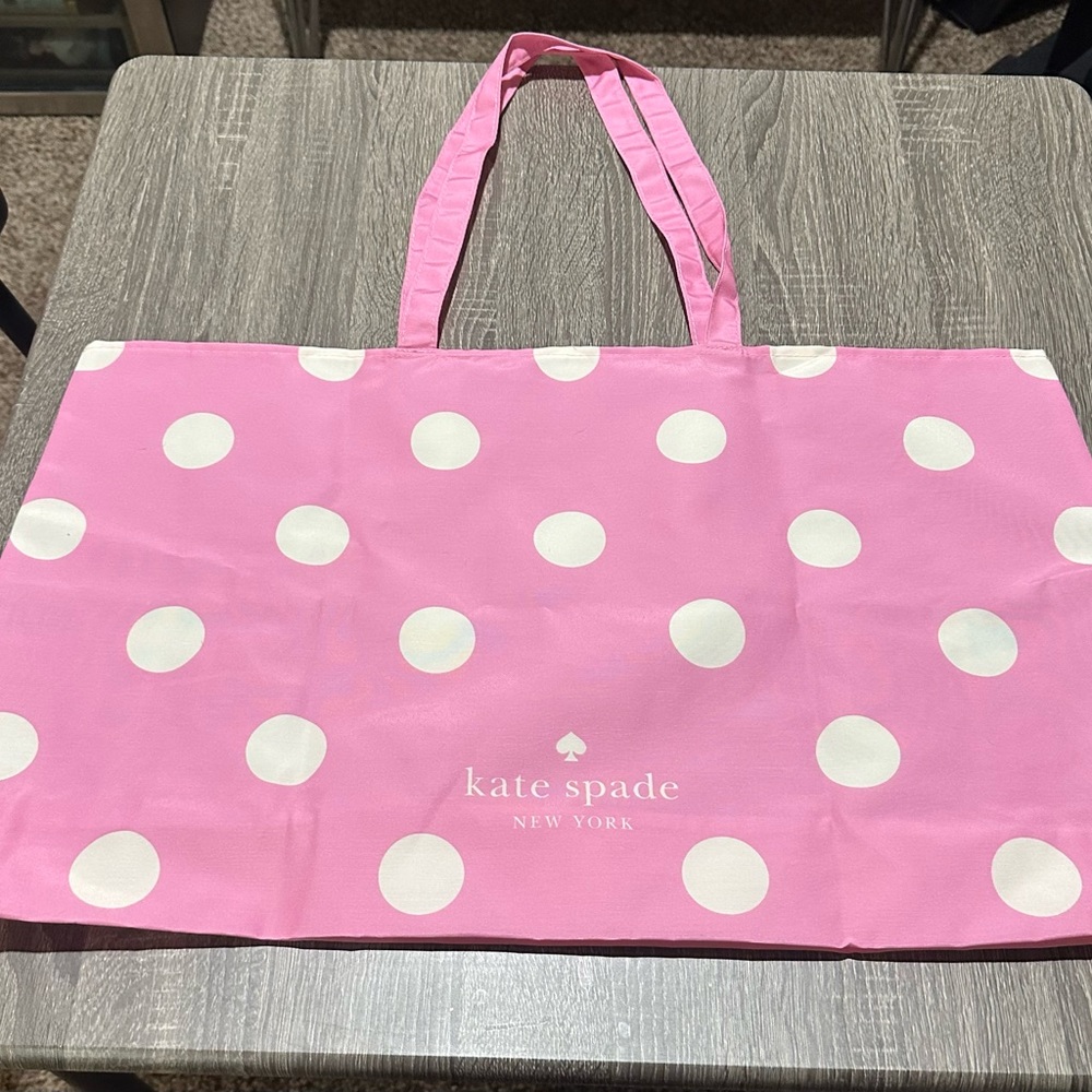 Kate Spade Pink and White reusable Polka Dot Tote - Picture 2 of 3